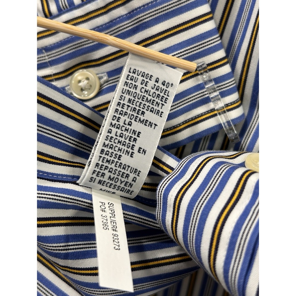 Ralph Lauren Custom Fit Blue Yellow Striped Long Sleeve XXL Preppy Classic - Picture 9 of 12